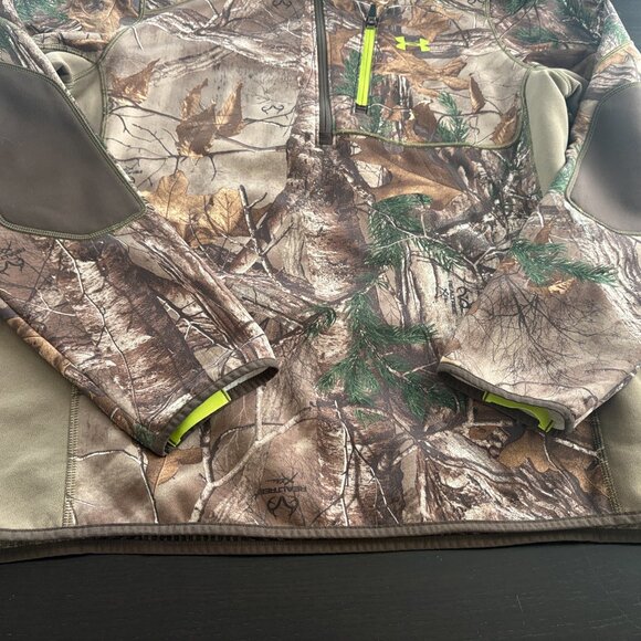 Mens Under Armour Cold Gear Scent Control 1/4 Zip Pullover Camo Jacket  Size XL - Picture 2 of 7
